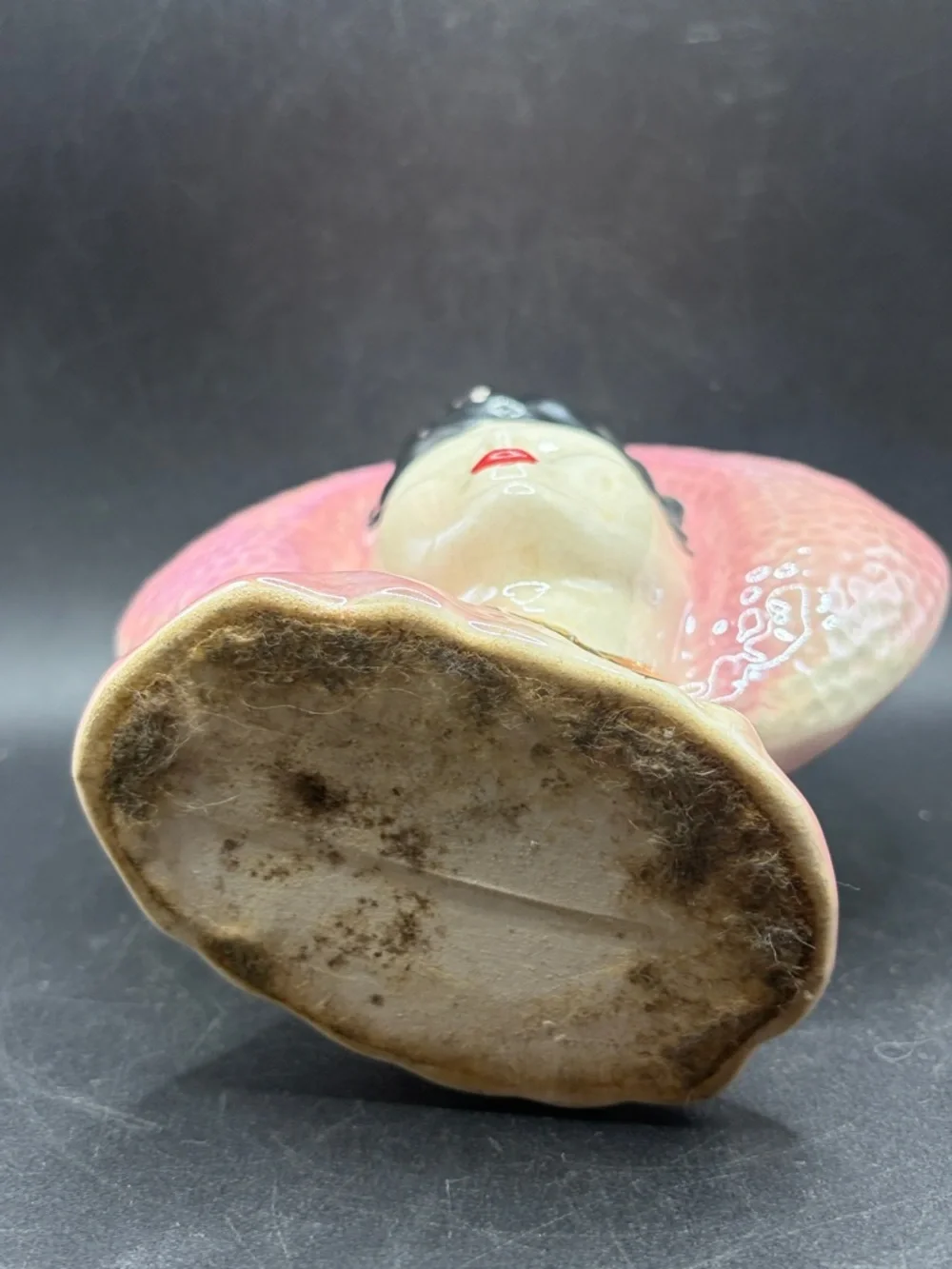 Vintage MCM Hand Painted Lusterware Pink Hat Lady Head Vase Ceramic Wall Pocket